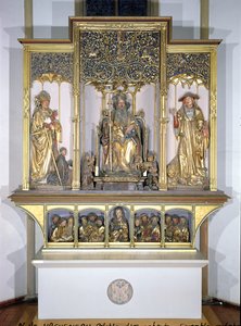 イセンハイムの祭壇画からの木製彫刻のグループ、c.1490（金色の木材）