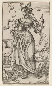 賢い処女と愚かな処女」。5番目の愚かな処女 1518年 作： Nikolaus Manuel Deutsch