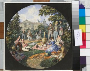モスクワ近郊でピクニックをするロシア人家族 - ニコラ・ブノワ (1813-1898) の作品