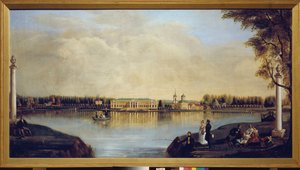 クスコボ宮殿 (モスクワ、ロシア) のビュー。 Nikolai Ivanovich Podklyuchnikov（1813-1877）による絵画、キャンバスに油彩 作： Nikolay Ivanovich Podklyuchnikov