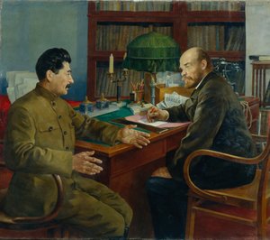 レーニンとスターリン、1938 年 作： Nikolay Ivanovich Shestopalov
