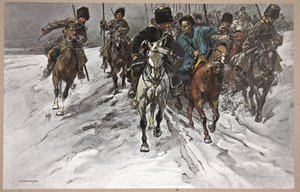 ミストチェンコ将軍のツアー、「満州：日露戦争のイメージ」からのイラスト、A.マーティノフ編、サンクトペテルブルク 作： Nikolai Semyonovich Samokish