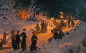 Korketrekkerenで燃えるトーチでそり 作： Nils Hansteen