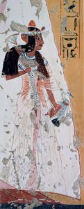 アヒルを連れた若い女性、ラメセス2世の時代のテーベ、イプイの墓のフレスコ画の模写。 作： ニーナ・デ・ガリス・デイヴィス