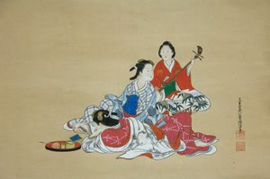 3つの美女、18世紀。 作： Nishikawa Sukenobu