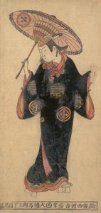カッパ姿の若衆を演じる俳優・若野嵐。 1725年頃。 1725年。 作： Nishikawa Yoshinobu