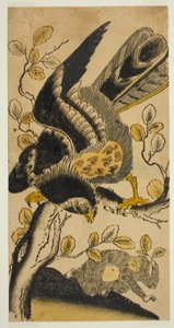 鷲と猿 作： Nishimura Shigenaga
