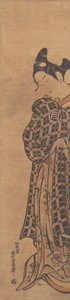 俳優の佐野川市松 折られた手紙を持った青年役。 1765年。 作： Nishimura Shigenaga