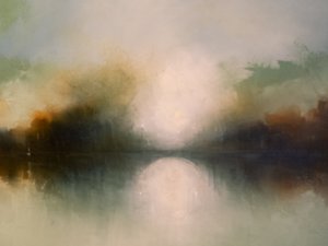 霧に包まれた湖の映り込み 作： Nizaket Sinanovska
