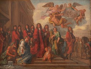 1674年のセネフの勝利の後、ノートルダム寺院に感謝の祈りを捧げるためにホテル・ド・ヴィルから出発するパリの市会議員たち（1681年頃）（油彩・カンヴァス 作： Noël Coypel