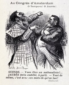 Jean JauresとJules Guesdeの喧嘩（アムステルダム社会主義者会議） by Noel Dorville, "Le Panache" 5/10/1904 作： Noel Dorville