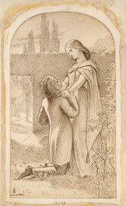 星明かりの庭の二人の恋人、1862年 作： Noel Paton