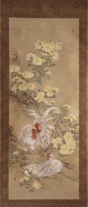 鶏と菊