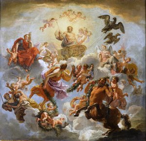 フランス語：Jupiter accompagné de la Justice et de la Piété ジュピター正義と敬虔の間の戦車 作： ノエル・コイペル