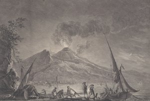 1757 年、1762 年のベスビオ山の眺め。 作： Noël Le Mire