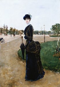ブローニュの森のエレガントな女性、1880年 作： Norbert Goeneutte