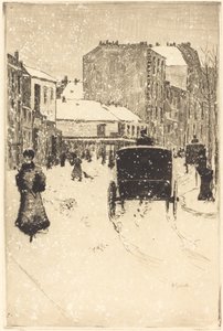 雪の中の大通りクリシー 作： Norbert Goeneutte