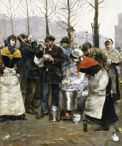 冬の日の大衆向けスープ、パリ、1881 作： Norbert Goeneutte