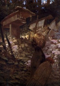 英領ソロモン諸島の聖なる髑髏の祠（カラーリトグラフ 作： Norman Hardy