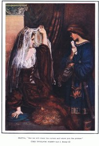 オリヴィア：「でも、幕を引いて絵を見せてあげましょう」（十二夜） 作： Norman Mills Price
