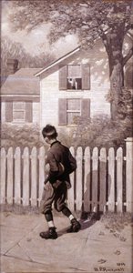 魔法のフットボール、「トミーは二階の窓に現れた。」 （おたふく風邪の男の子） 作： Norman Rockwell