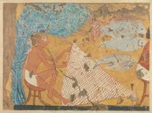 ネットを作る男、イプイの墓、紀元前1295〜1213年（紙にテンペラ） 作： Norman de Garis Davies