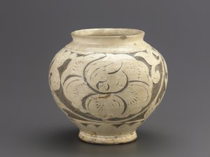 落書きの装飾が施された壺、河南省焦作、北宋時代、11世紀前半（セラミック）