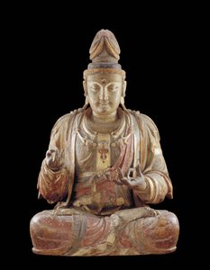 観音菩薩」（木、ジェッソ、岩絵具、金 作： Northern Song Dynasty Chinese School