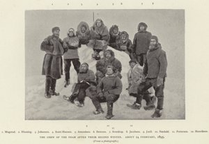 2度目の冬を終えたフラム号の乗組員たち（1895年2月24日頃）（モノクロ写真 作： Norwegian Photographer
