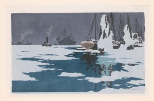 ブレーマーハーフェンの眺め 作： O. Droegl (signed by artist)