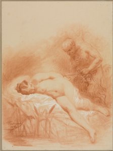 ニンフとファウナ、1800年代。 作： Octave Tassaert