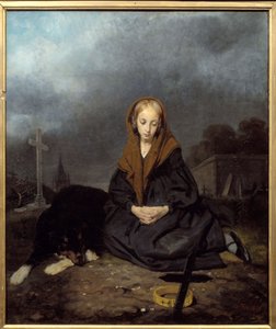 墓地の若い娘 オクターヴ・タサール（1800-1874）の絵画 1840年 日0,45x0,53 m バイヨンヌ, Musee Bonnat 作： Octave Tassaert
