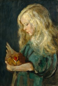 鶏を持つ少女 作： Oda Krohg