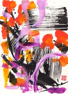 Bach Encounter Floral Ink Abstraction, 2021（宣紙にインクと色彩）