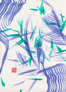 Zen Green Bamboo Abstraction 2, 2020（アクリル、宣紙） 作： Odilia W. Y. Fu