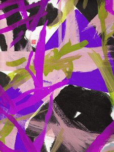 Zen Purple Floral, 2023（キャンバスにアクリル絵具） 作： Odilia W. Y. Fu