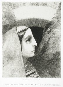 エドガー・ポーへ（憂鬱の黒い太陽の前にレノールが現れる） 作： Odilon Redon