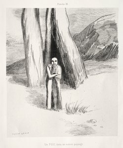 陰気な風景の中の狂人 作： Odilon Redon