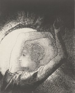 1899年の太陽に服を着た女（版画） 作： Odilon Redon