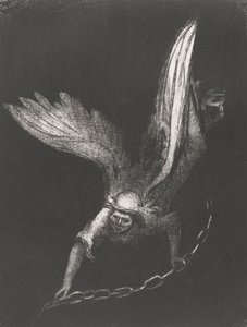 鎖を手にした天使、1899年（印刷） 作： Odilon Redon