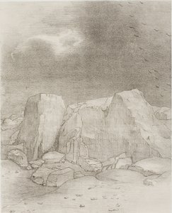 And He Discerns an Arid, Knoll-Covered Plain、プレート 7/24 作： Odilon Redon