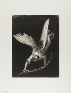 And I Saw an Angel Come Down from Heaven, Have the Key of the Bottomless Pit and a Great Chain in His Hand, プレート 8/12 作： Odilon Redon