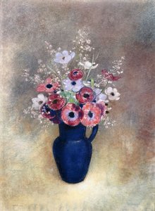 水差しのアネモネ、1910-15 作： Odilon Redon