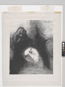アントワーヌ：「このすべての目的は何ですか？」 (チンアップリケ紙にリトグラフ) 作： Odilon Redon
