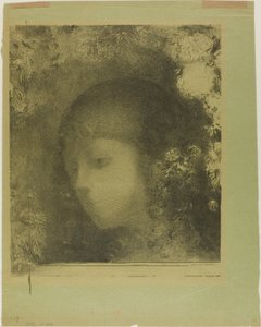 花と子供の頭 作： Odilon Redon