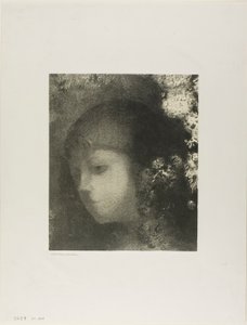 花と子供の頭 作： Odilon Redon