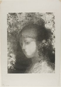 花と子供の頭 作： Odilon Redon