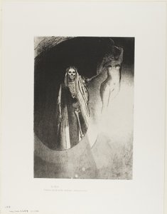 死: 「あなたを本気にさせるのは私です。抱き合いましょう」、プレート 20/24 作： Odilon Redon