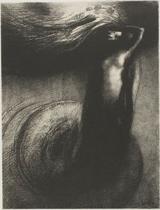 死: 「私の皮肉は他の誰よりも優れている!」、プレート 3/6 作： Odilon Redon