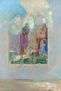 Devotion devant un buisson rouge - 赤い潅木のそばでの献身 - Odilon Redon (1840-1916)の絵画 作： Odilon Redon